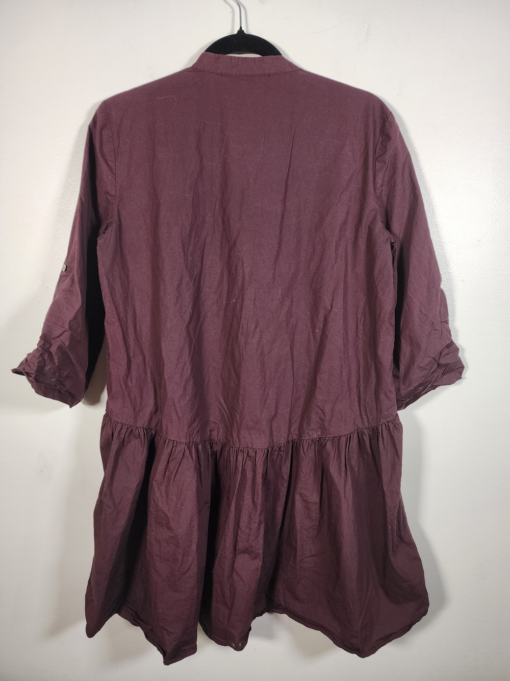 ZARA Button-Front Peplum Shirt Dress in Plum - Picture 3 of 6